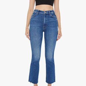 MOTHER The Hustler High Rise Flare Ankle Jeans Dark Medium Blue Wash Size 28